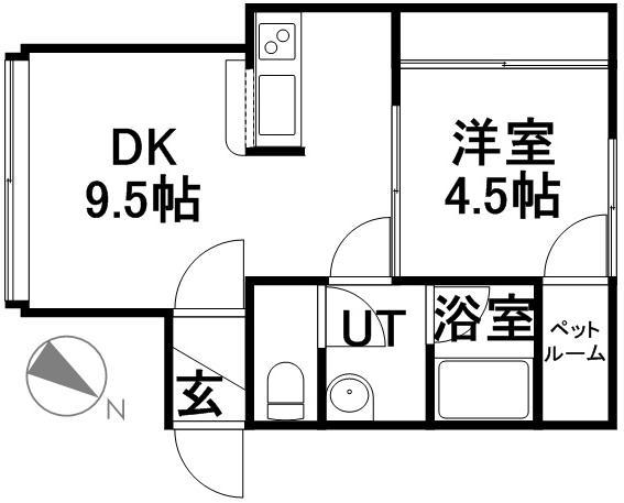 ソシアルトミイNO63(1DK/3階)の間取り写真