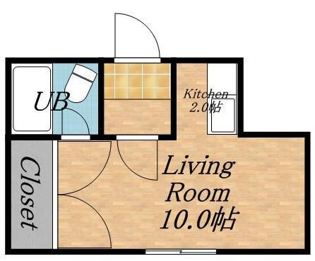 大建ハイツ中央(1K/2階)の間取り写真