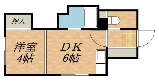第2マンションポプラ(1DK/2階)の間取り写真