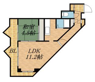 アーベインハウス中の島(1LDK/3階)の間取り写真