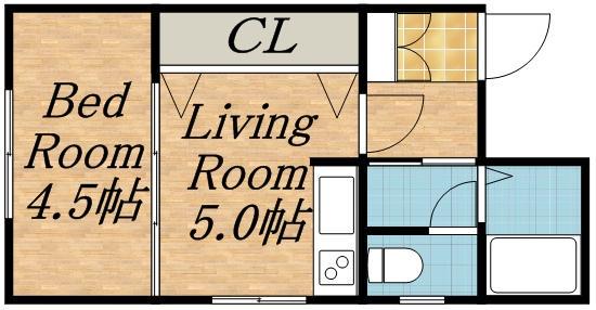 K・I47(1DK/1階)の間取り写真