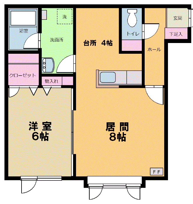 エルベスト(1LDK/2階)の間取り写真