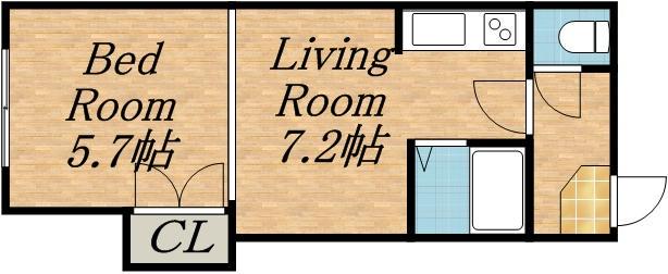 デベックス澄川47(1DK/1階)の間取り写真