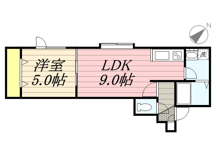 シティリバーⅡ(1LDK/1階)の間取り写真