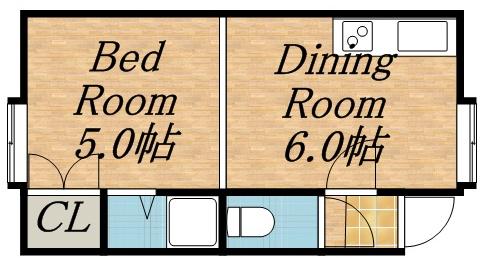 ドリームハウスⅡ(1DK/2階)の間取り写真