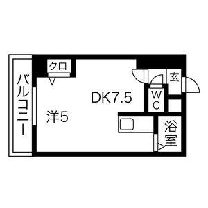 ミラバ澄川(1DK/6階)の間取り写真