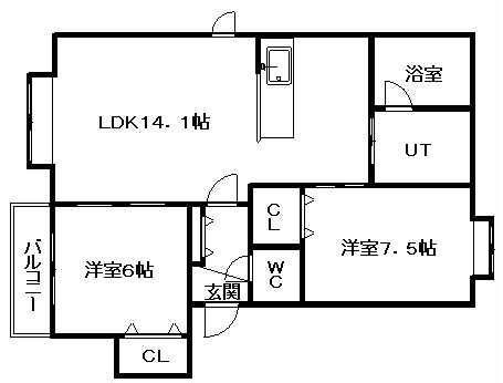 CALM HOUSE Ⅰ (2LDK/1階)の間取り写真
