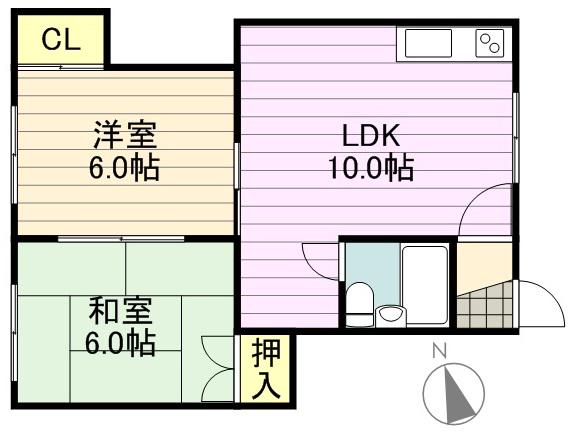 はまなすパーク(2LDK/2階)の間取り写真