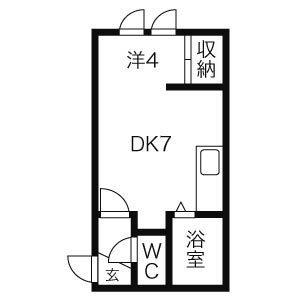 マイプレイス南郷(ワンルーム/1階)の間取り写真