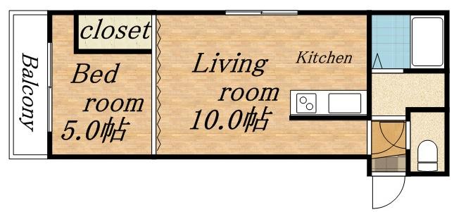 平岸パークヒルハイツ(1DK/9階)の間取り写真