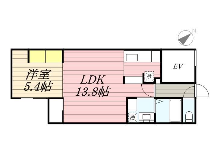 札幌市東西線 菊水駅 徒歩7分 5階建 築13年(1LDK/1階)の間取り写真