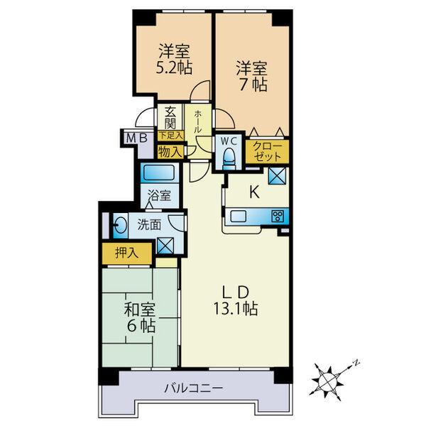 ロジェ福住(3LDK/7階)の間取り写真