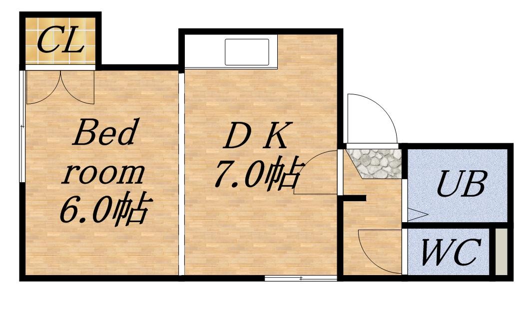 プログレスコート六番館(1DK/4階)の間取り写真