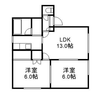 ルミエールスカイA棟(2LDK/2階)の間取り写真