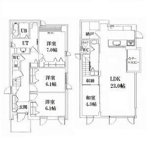 札幌市東豊線 月寒中央駅 徒歩5分 2階建 築22年(4LDK)の間取り写真