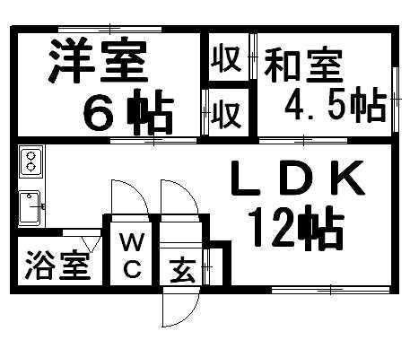 リフレ石川Ⅱ(2LDK/2階)の間取り写真