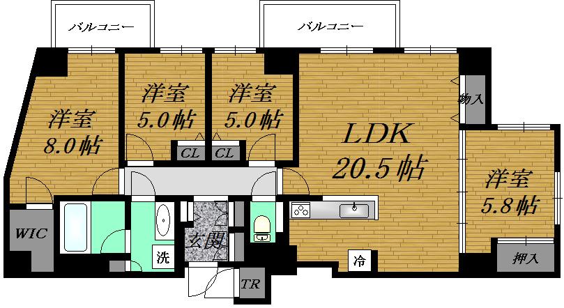 プランドール福住(4LDK/6階)の間取り写真