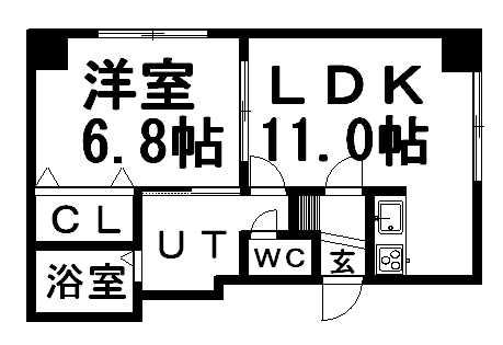ノペール平和通(1LDK/2階)の間取り写真