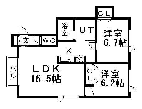 ティアラ(2LDK/3階)の間取り写真