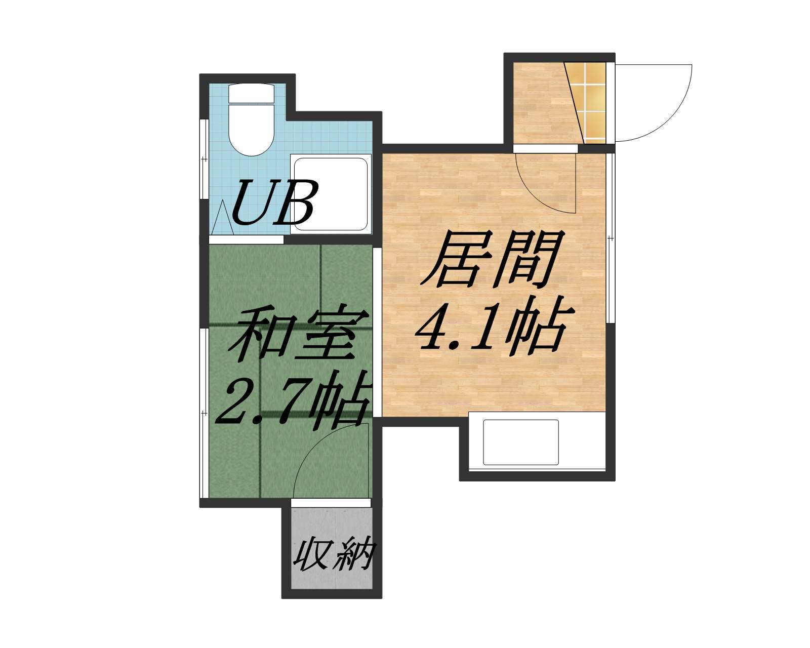 フラット白石(ワンルーム/1階)の間取り写真