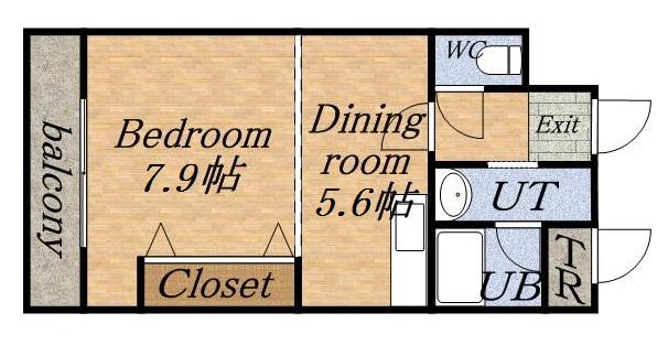 AMMS18(1DK/1階)の間取り写真