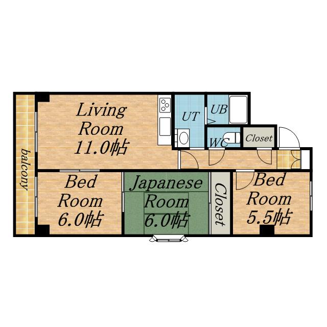 201松井ビル(3LDK/4階)の間取り写真