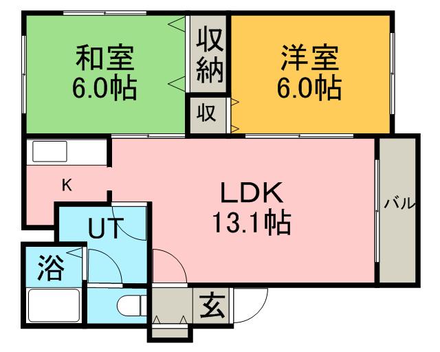 ドミール澄川(2LDK/4階)の間取り写真