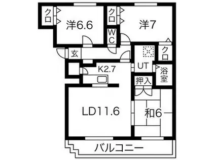 サンライト西岡Ⅱ(3LDK/2階)の間取り写真