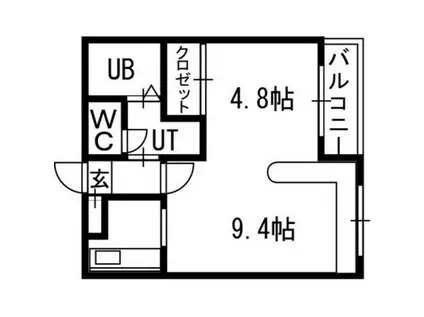 ホークメゾン札幌2号館(1LDK/3階)の間取り写真
