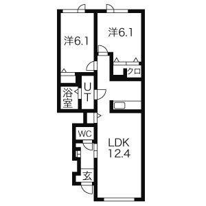 ディアスNS(2LDK/1階)の間取り写真