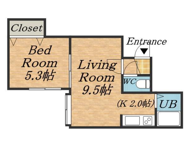 パレス本通(1LDK/2階)の間取り写真