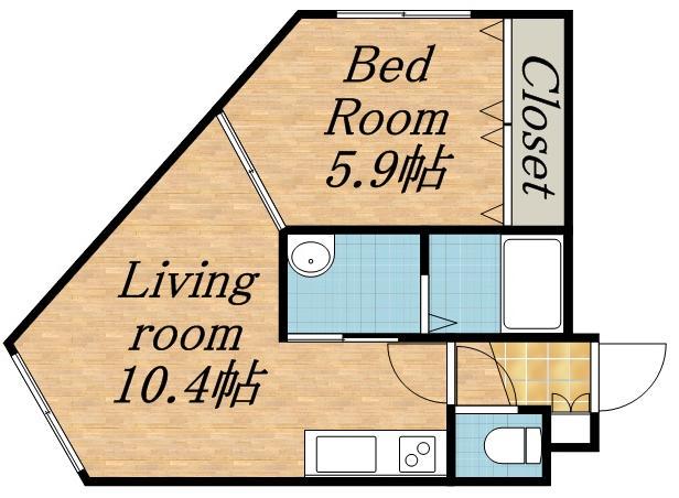 B・B美園(1LDK/2階)の間取り写真