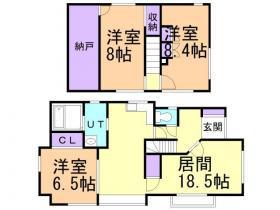 札幌市東豊線 月寒中央駅 徒歩5分 2階建 築63年(3LDK)の間取り写真