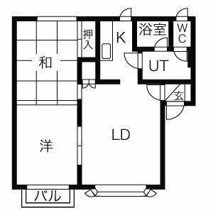 エスタシオ澄川(2LDK/1階)の間取り写真