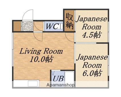 ハピネスコーポ北郷(2LDK/2階)の間取り写真