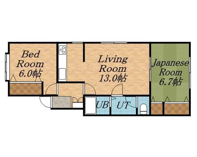 ボヌールⅠ(2LDK/1階)の間取り写真