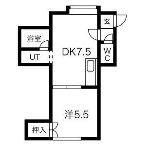 グリーンヒルハイツ(1DK/2階)の間取り写真