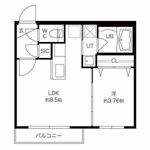 FERIO月寒中央(1LDK/4階)の間取り写真