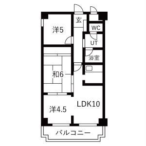 シャトーさわだ(3LDK/4階)の間取り写真