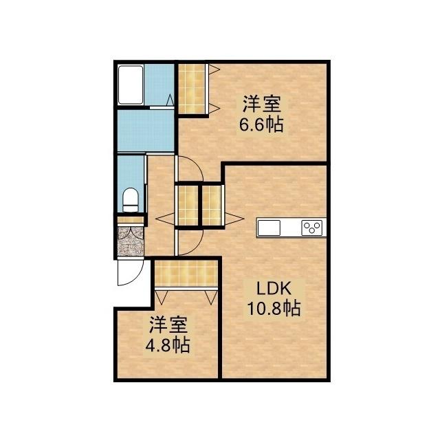 メープルHM セキスイハイム(2LDK/2階)の間取り写真