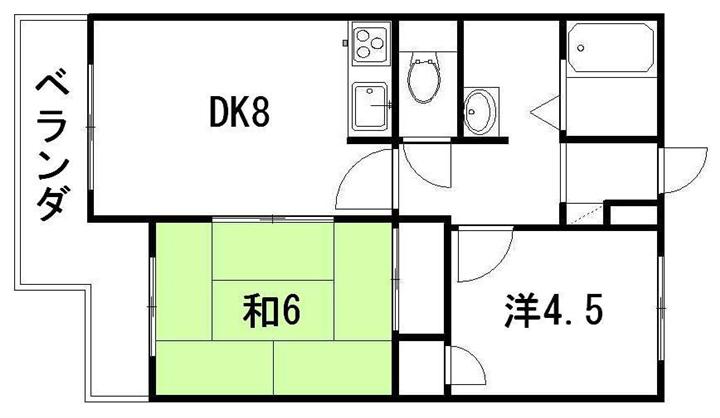 コーポ佐野富月寒東(2DK/3階)の間取り写真