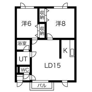 ヒルトップ中の島セカンドA(2LDK/2階)の間取り写真