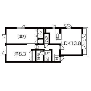 エスポワール(2LDK/3階)の間取り写真