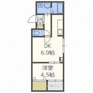 H・S213(1LDK/4階)の間取り写真