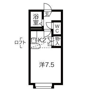 エフォート栄通(1K/2階)の間取り写真