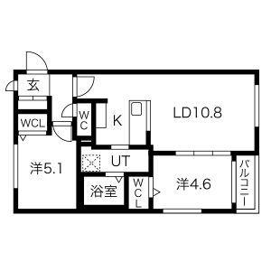 アルファスクエア福住2条(2LDK/2階)の間取り写真