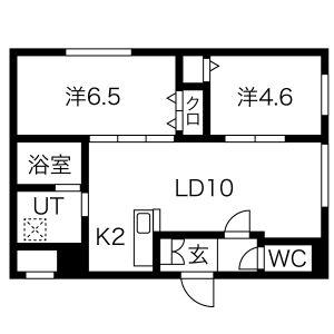 ラグジースペース自衛隊前(2LDK/2階)の間取り写真
