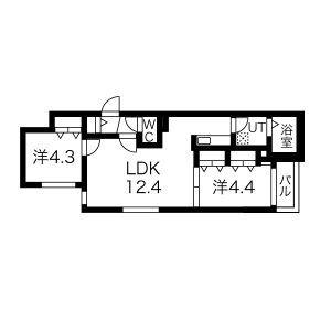 ファランドール菊水(2LDK/2階)の間取り写真