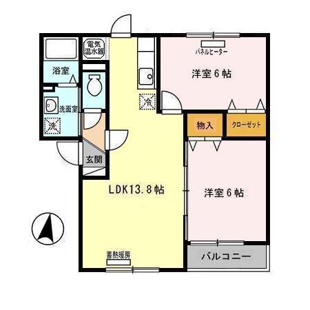 グレイススクエア菊水元町四号館(2LDK/1階)の間取り写真