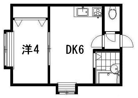 フラットO豊平(1DK/2階)の間取り写真